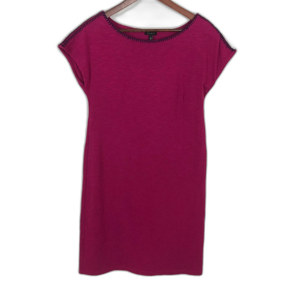 Talbots Pink Fuchsia Embroidered Dress Women's Size Small